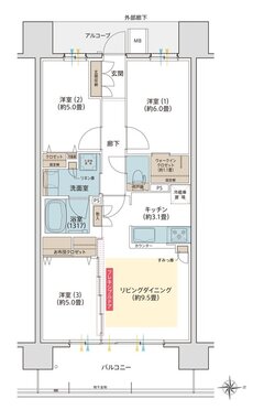デュオヒルズ水賀池公園ヴェリテ 間取り R TYPE（East Court）