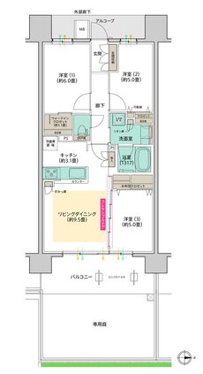 デュオヒルズ水賀池公園ヴェリテ 間取り Qg TYPE/East Court