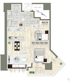 レ・ジェイド目黒 間取り F type