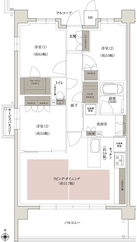 (仮称)上京区大規模 新築分譲マンションプロジェクト 間取り S-Aタイプ South Wing