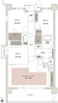 （仮称）上京区最大級 分譲マンションプロジェクト 間取り S-Aタイプ（South棟）