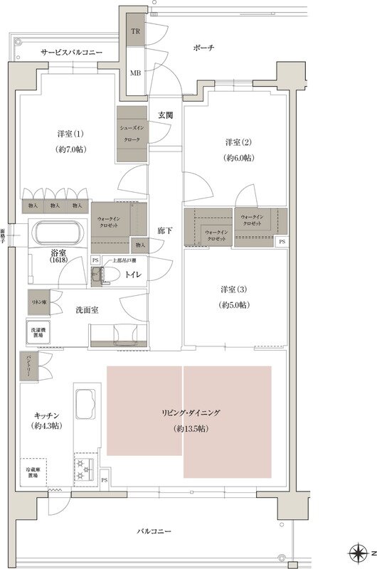 (仮称)上京区大規模 新築分譲マンションプロジェクト 間取り E-Aタイプ(East棟)