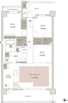（仮称）上京区大規模 新築分譲マンションプロジェクト 間取り E-Aタイプ（East棟）
