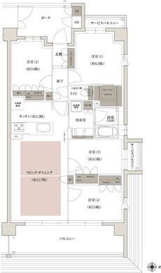 （仮称）上京区大規模 新築分譲マンションプロジェクト 間取り E-Dタイプ（East棟）