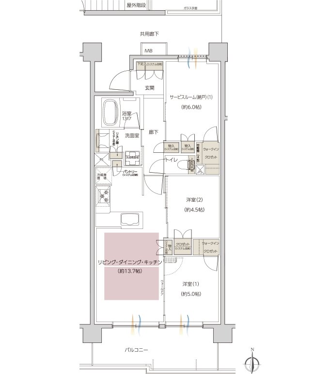レーベン枚方岡南町 GRAN TERRACE 間取り E type