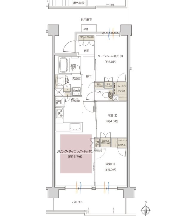 レーベン枚方岡南町 GRAN TERRACE 間取り E type
