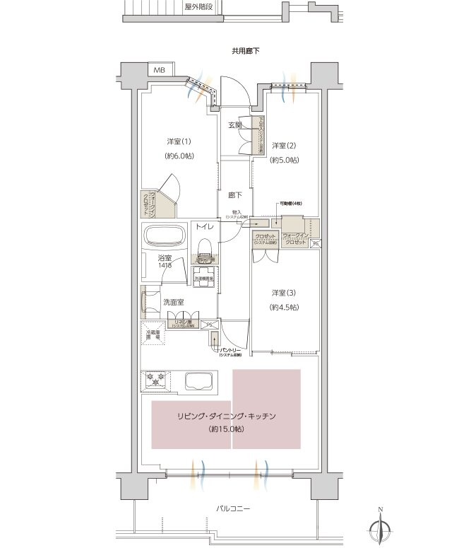 レーベン枚方岡南町 GRAN TERRACE 間取り C type