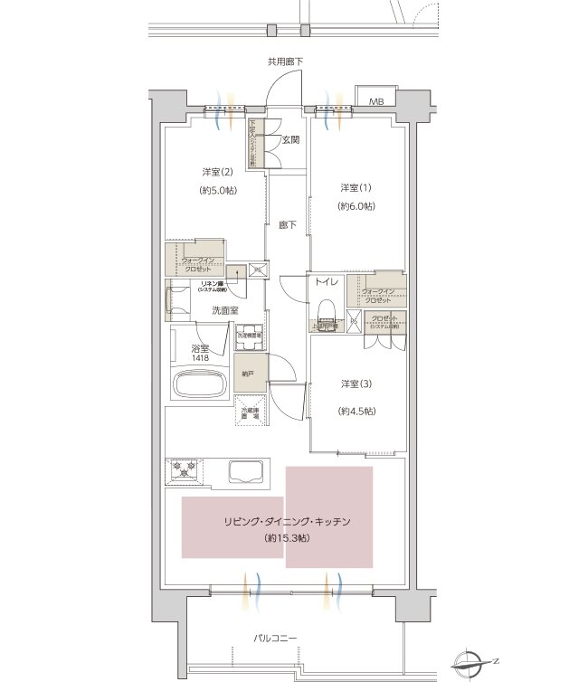 レーベン枚方岡南町 GRAN TERRACE 間取り G type