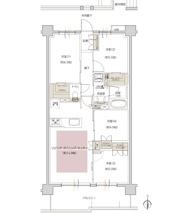 レーベン枚方岡南町 GRAN TERRACE 間取り D type