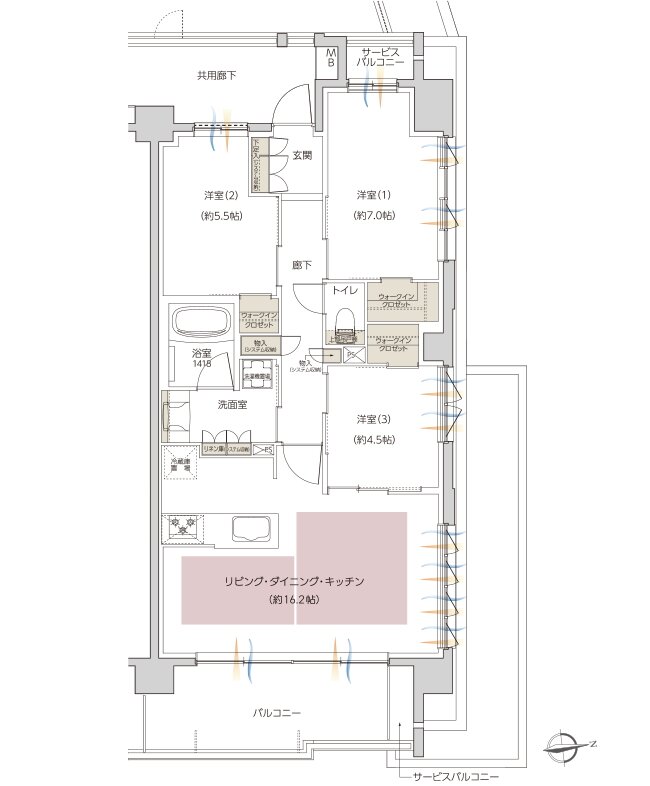 レーベン枚方岡南町 GRAN TERRACE 間取り H type