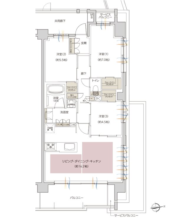 レーベン枚方岡南町 GRAN TERRACE 間取り H type
