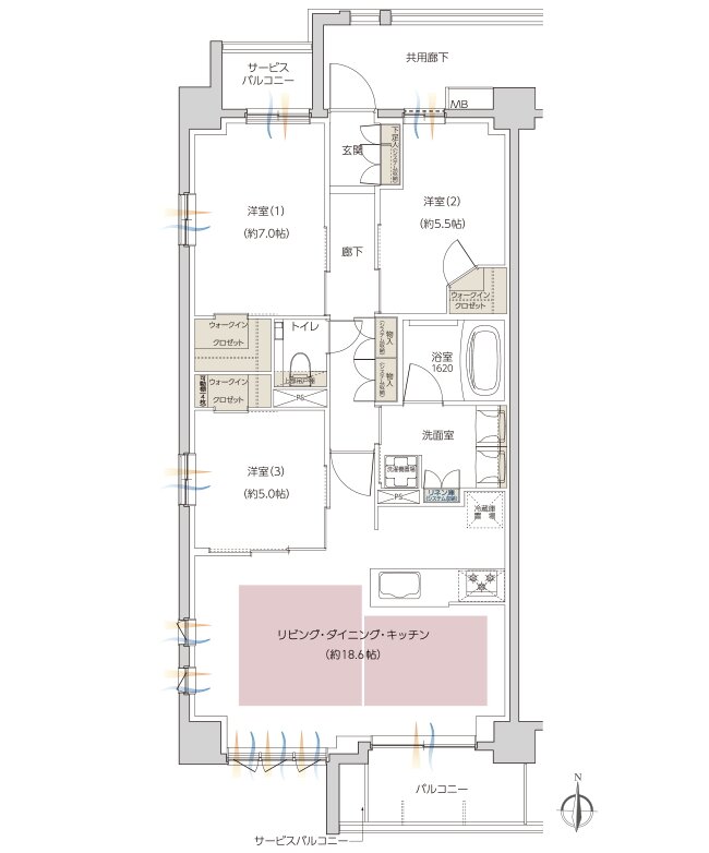 レーベン枚方岡南町 GRAN TERRACE 間取り A type