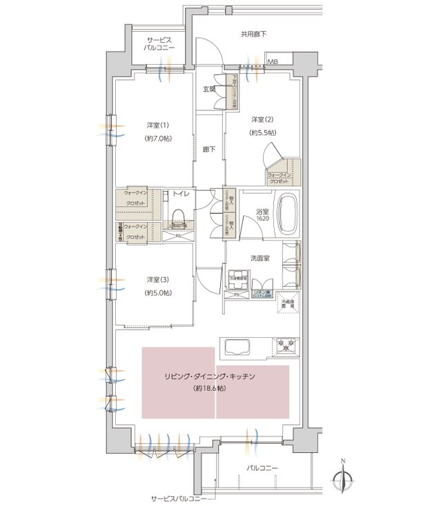 レーベン枚方岡南町 GRAN TERRACE 間取り A type