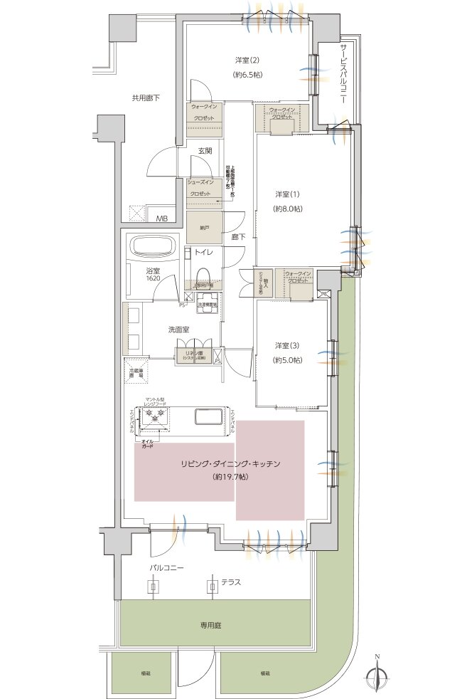 レーベン枚方岡南町 GRAN TERRACE 間取り Fg type PREMIUM PLAN