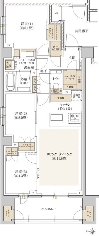 リビオ中野レジデンス 間取り Aタイプ