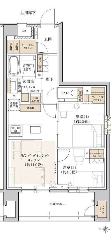 リビオ中野レジデンス 間取り Cタイプ
