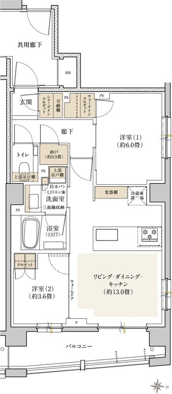 リビオ中野レジデンス 間取り Dタイプ
