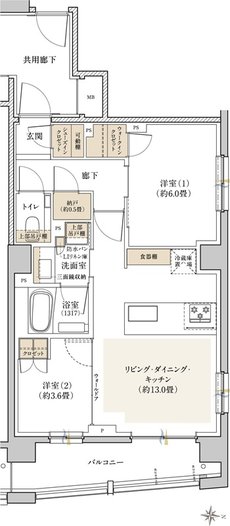 リビオ中野レジデンス 間取り Dタイプ