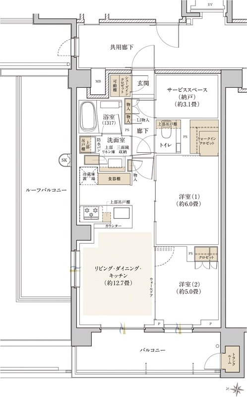 リビオ中野レジデンス 間取り Erタイプ