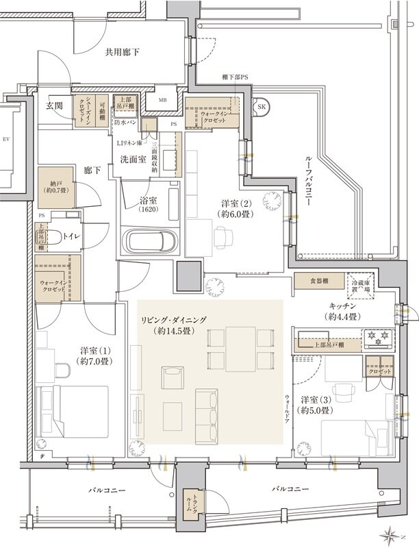 リビオ中野レジデンス 間取り Krタイプ