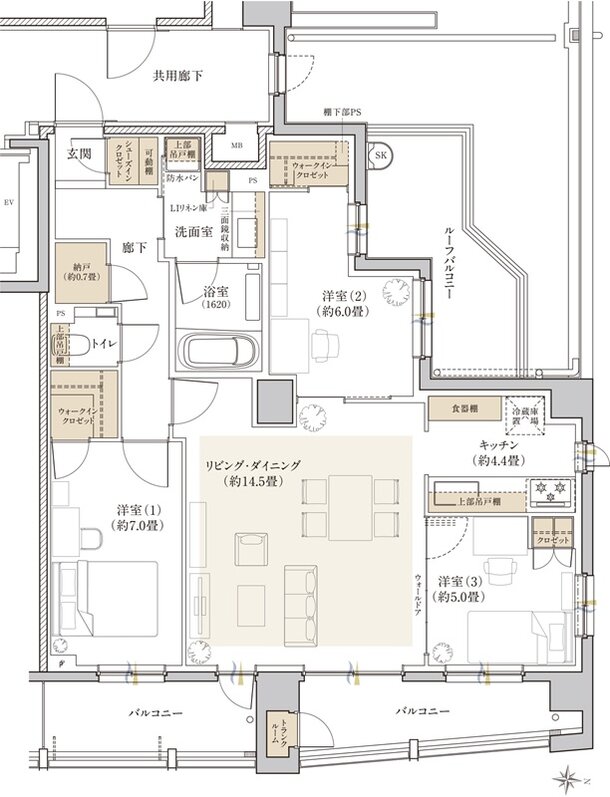リビオ中野レジデンス 間取り Krタイプ