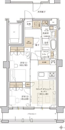 リビオ中野レジデンス 間取り F2タイプ