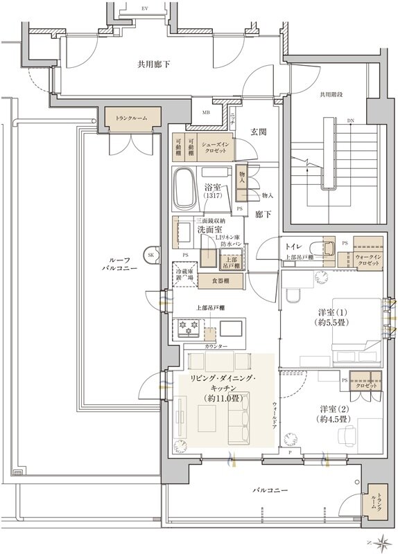 リビオ中野レジデンス 間取り Crタイプ