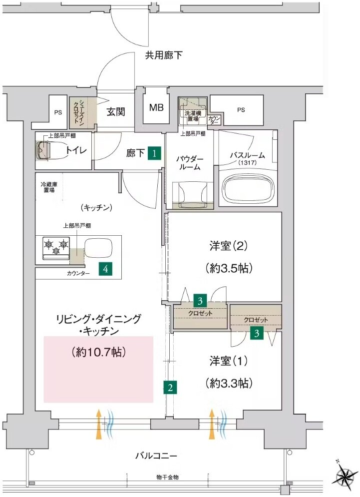 プレサンス ジェネ 四日市中央通り 間取り Bタイプ