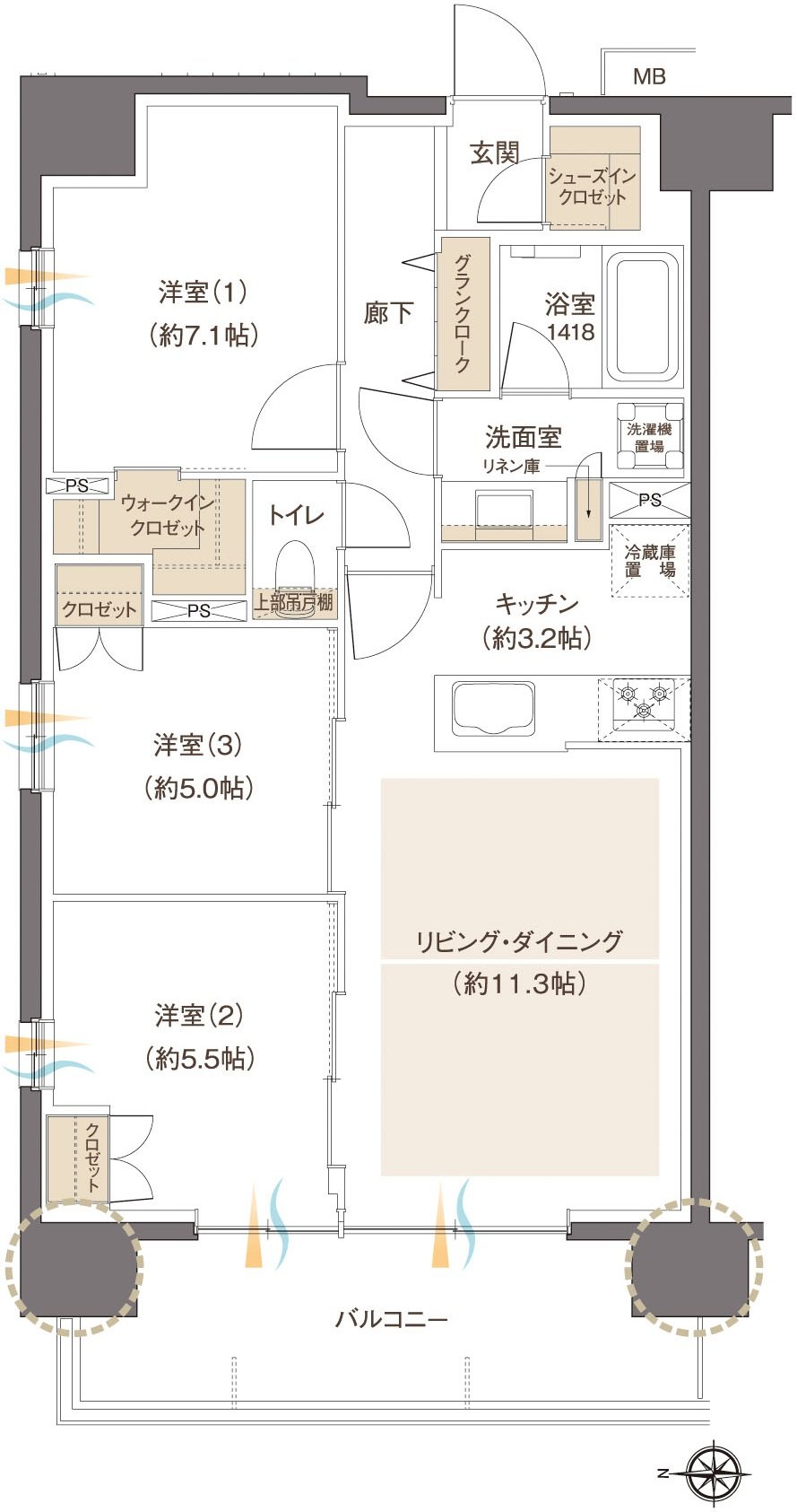 レーベン元今泉 MID FRONT 間取り A type