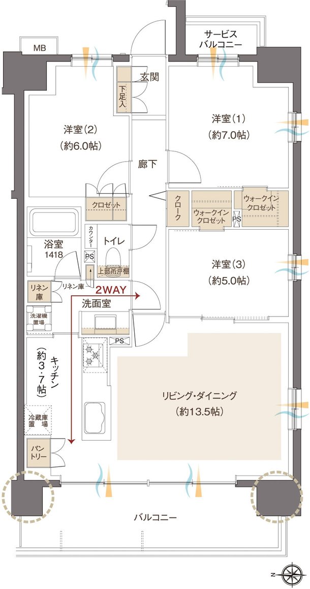 レーベン元今泉 MID FRONT 間取り D type