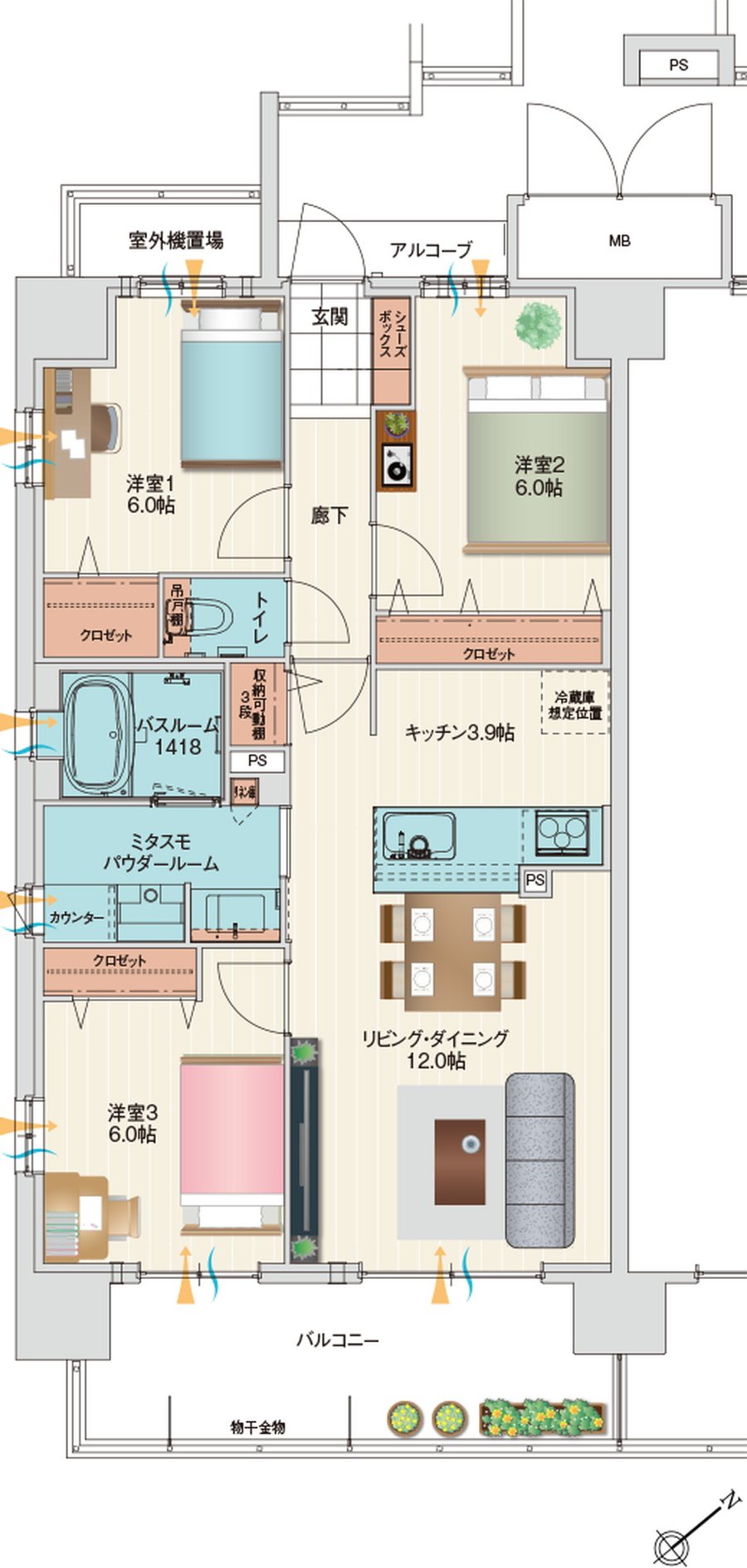 アルファステイツ伊川谷駅前 間取り A type［基本プラン］