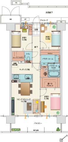 アルファステイツ伊川谷駅前 間取り B type［基本プラン］