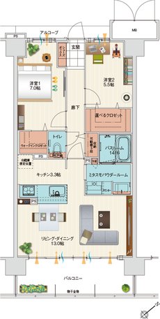 アルファステイツ伊川谷駅前 間取り C type［基本プラン］