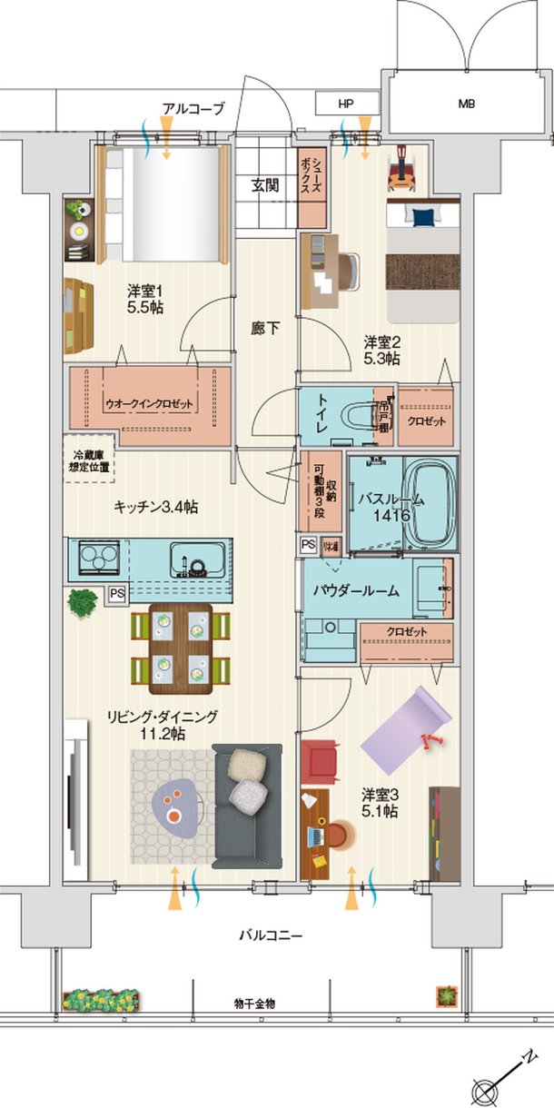 アルファステイツ伊川谷駅前 間取り E type［基本プラン］