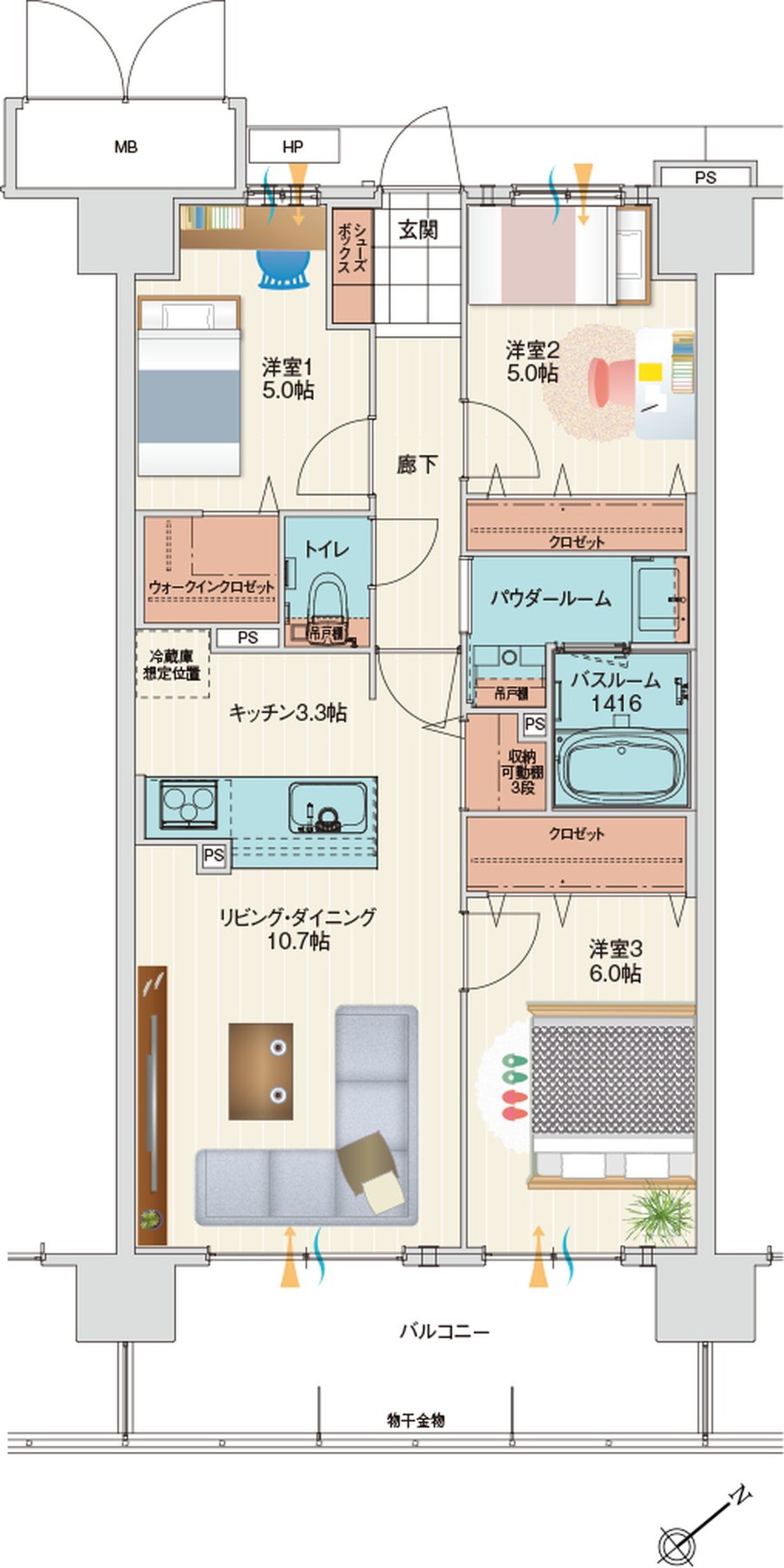 アルファステイツ伊川谷駅前 間取り F type［基本プラン］