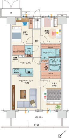 アルファステイツ伊川谷駅前 間取り F type［基本プラン］