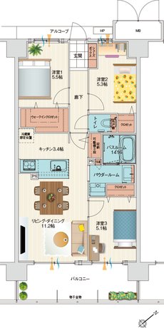 アルファステイツ伊川谷駅前 間取り G type［基本プラン］