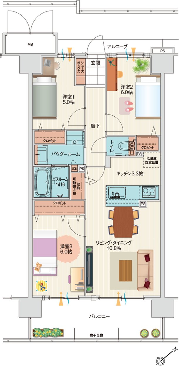 アルファステイツ伊川谷駅前 間取り H type［基本プラン］