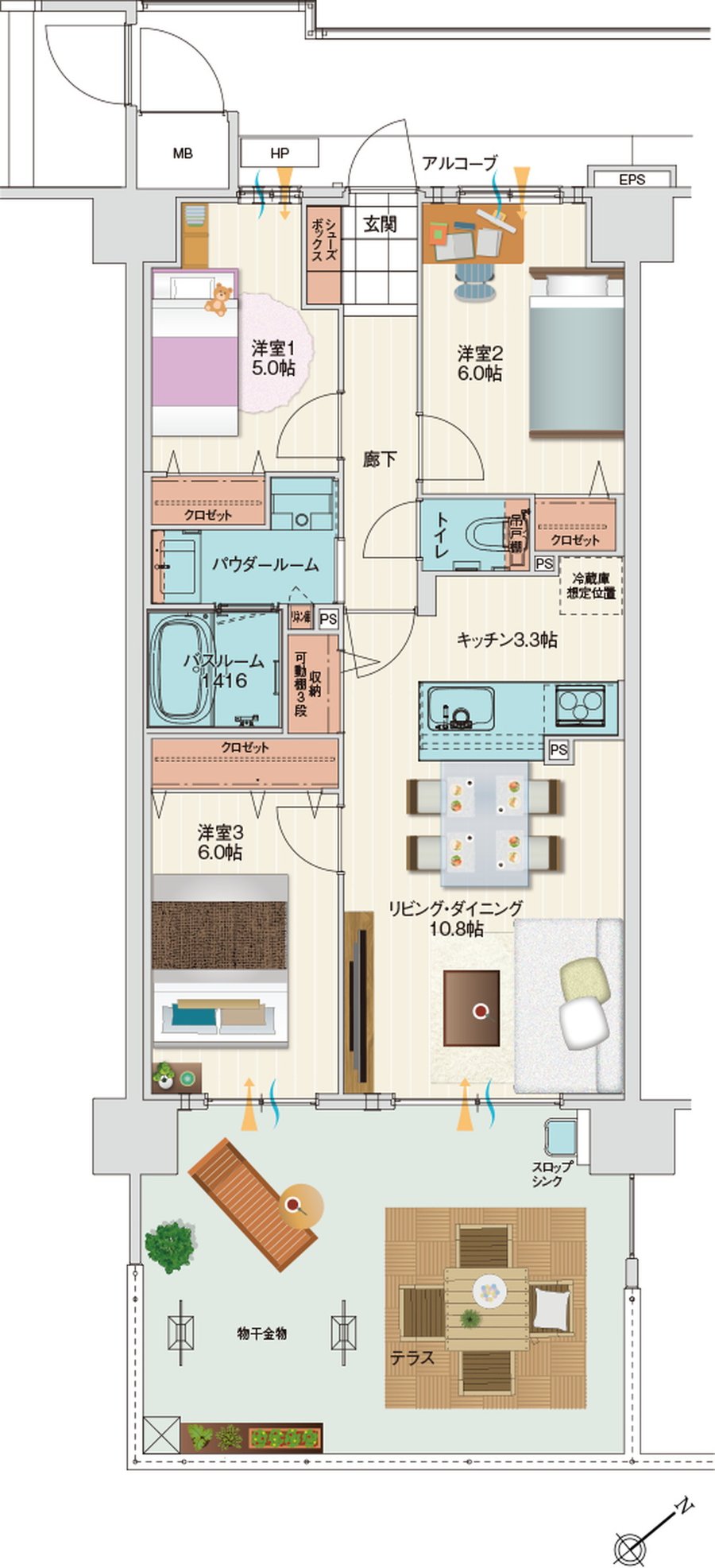 アルファステイツ伊川谷駅前 間取り Hg type［基本プラン］