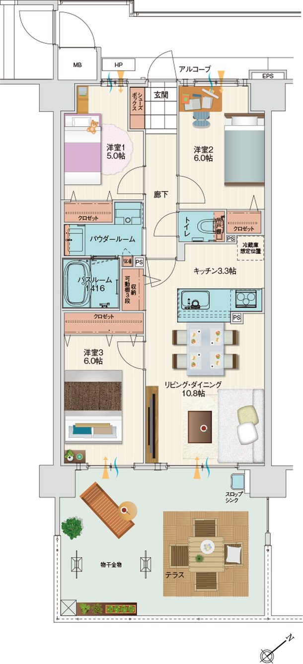 アルファステイツ伊川谷駅前 間取り Hg type［基本プラン］