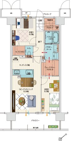 アルファステイツ伊川谷駅前 間取り J type［基本プラン］