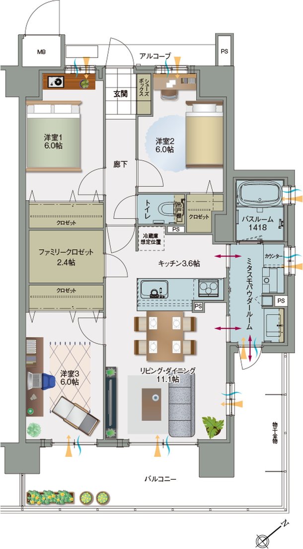 アルファステイツ伊川谷駅前 間取り K type［基本プラン］