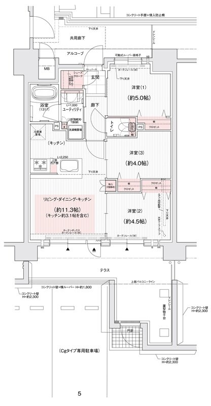 ユニハイム御堂筋あびこ 間取り Cg type
