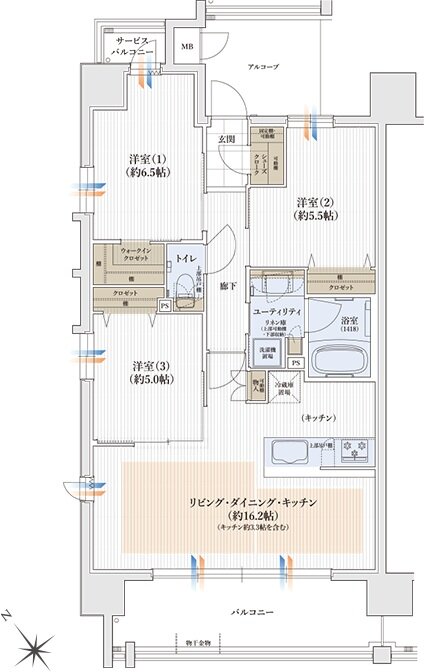 ユニハイム日根野レジデンス 間取り Aタイプ