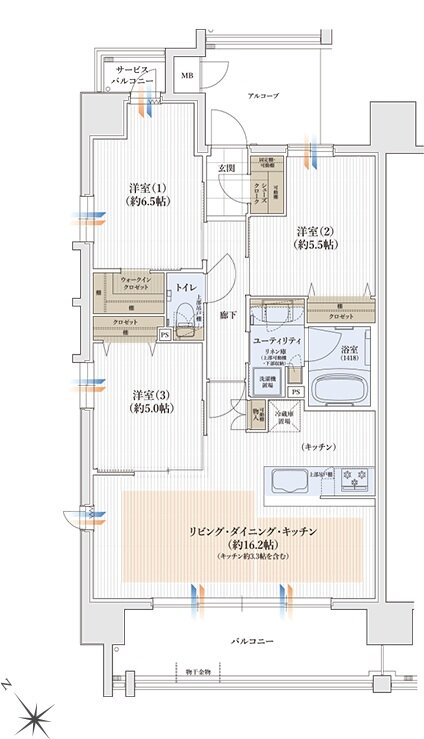 ユニハイム日根野レジデンス 間取り A type