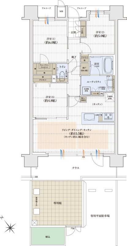 ユニハイム日根野レジデンス 間取り F' type