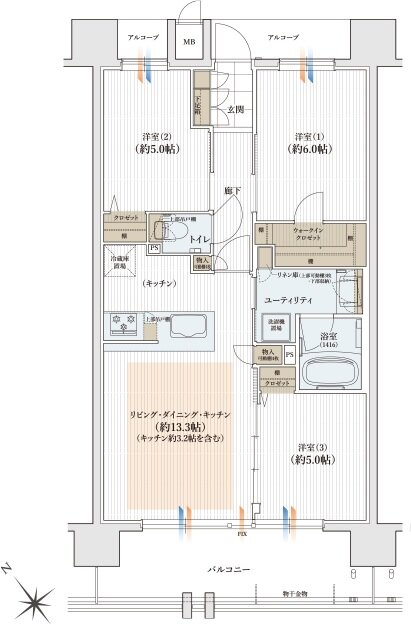 ユニハイム日根野レジデンス 間取り Dタイプ