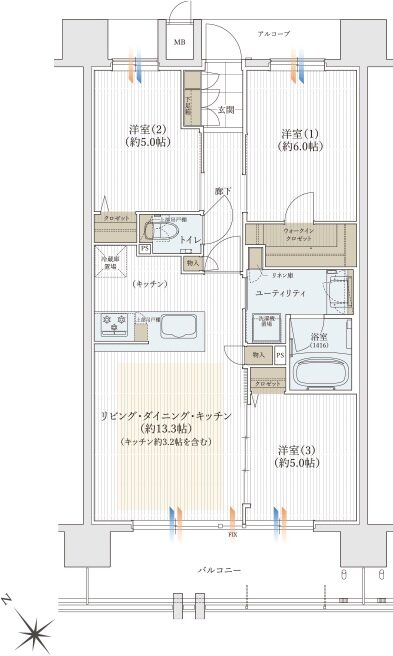ユニハイム日根野レジデンス 間取り Dタイプ