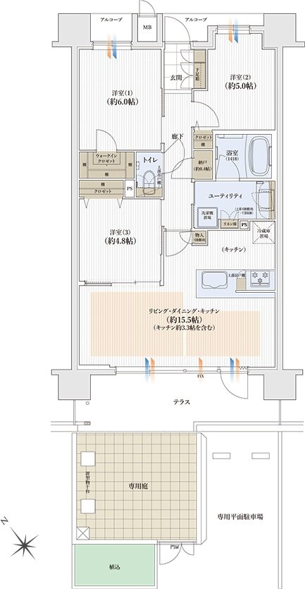 ユニハイム日根野レジデンス 間取り Egタイプ