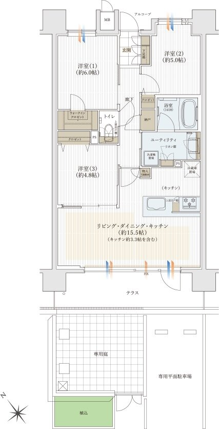 ユニハイム日根野レジデンス 間取り Egタイプ